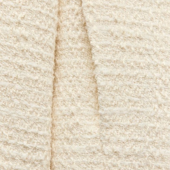 NWOT. Zara Ecru Textured Cropped Bow Buttons Jacket/Blazer. Size M. - Picture 6 of 12